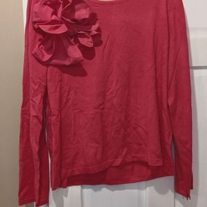 New York & Company pink top with rosette in XXL.